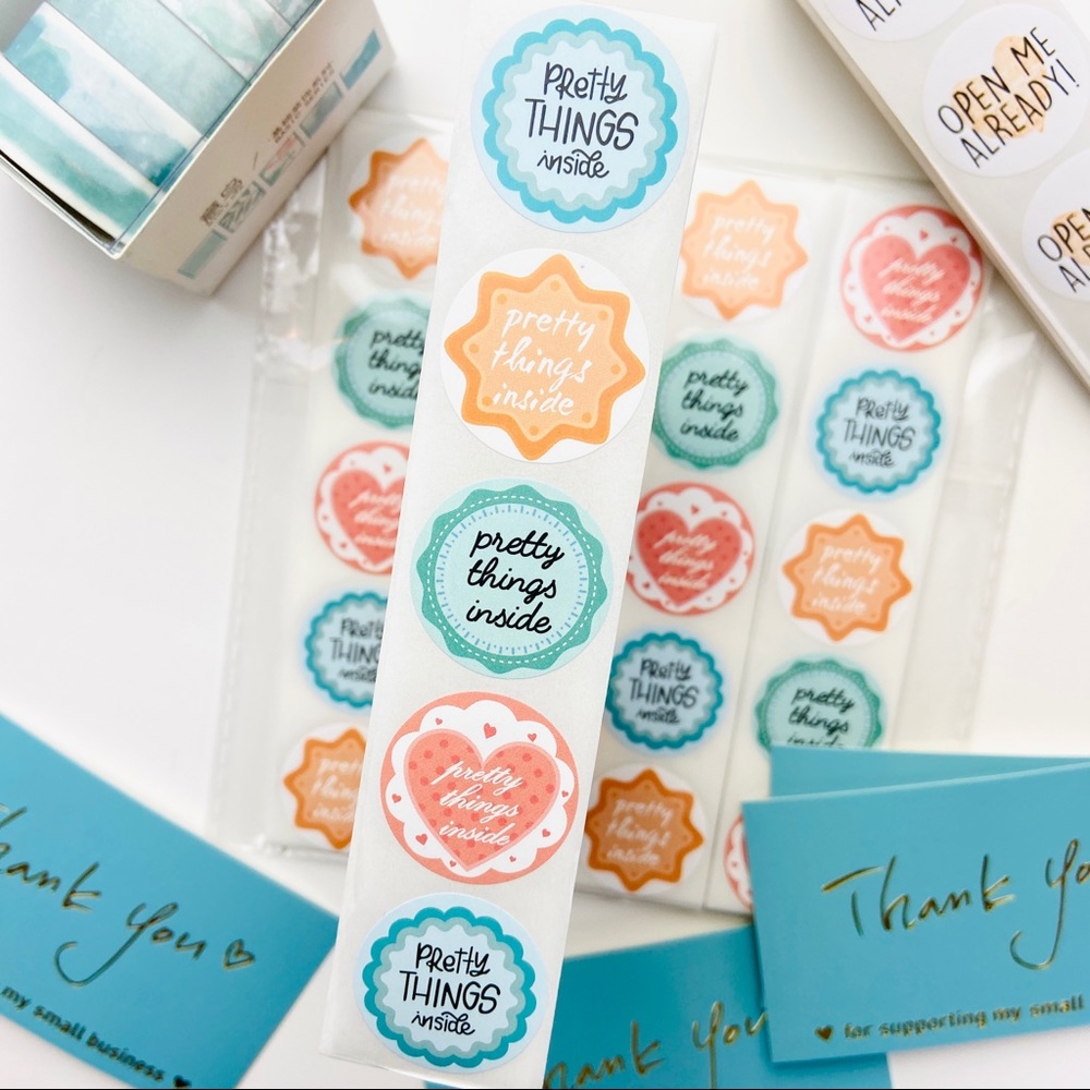 200 Thank You Stickers. Pretty a thing Inside. Shipping Product Stickers.
